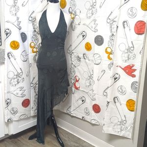 Ripped Fishnet Print Halter Dress by Religion (UK)